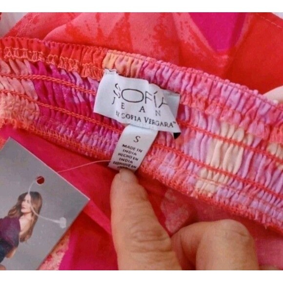 Sofia Jeans By Sofia Vergara Women's Short Sleeve Smocked Ruffle Top Size S - Picture 9 of 10